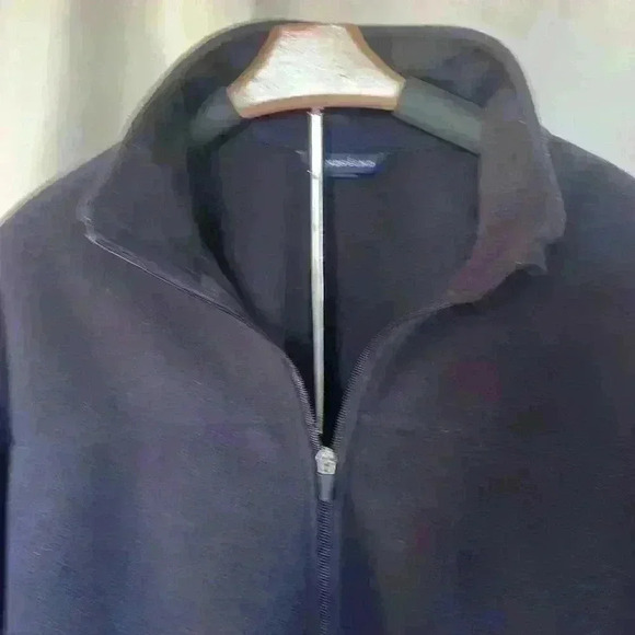 Lands End Mens black fleece jacket with 7 pockets zipper closure - Picture 4 of 14